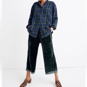 Madewell Green Velvet Huston Pull-On Crop Pants